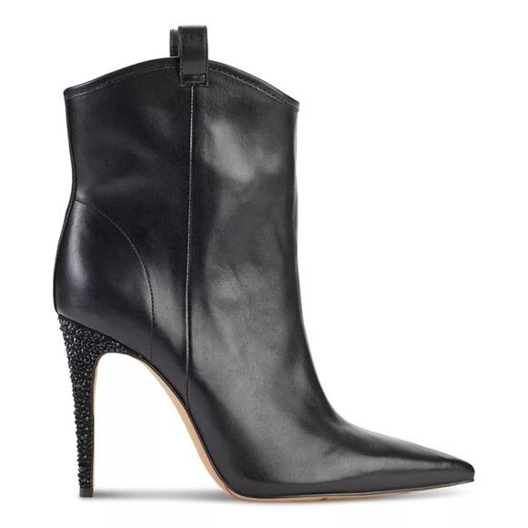 Karl Lagerfeld Paris Clea Leather Embellished Ankle Boots Black Size 6 - Picture 1 of 7